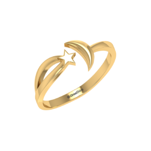 Celestial Crescent & Star Gold Ring